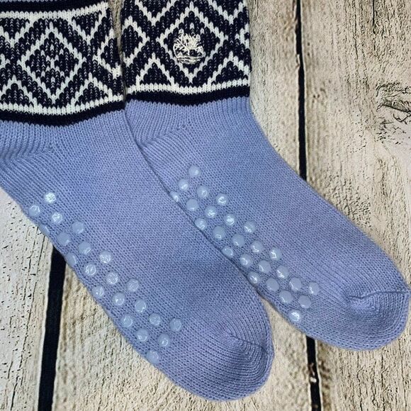 Timberland Slipper Socks | Light Blue and White | Women's | NEW - Picture 3 of 3